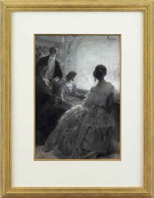 Rene Lelong, a Night at the Opera - Antique Oil Painting