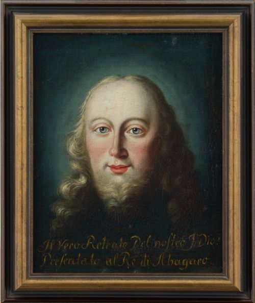 19th-century German School, the Mandylion of Edessa - Antique Oil Painting
