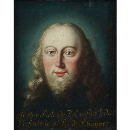 fig 1. 19th-Century German School, The Mandylion Of Edessa - Antique Oil Painting
