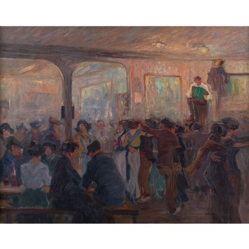 fig 1. Friedrich August Herkendell, La Danse Apache - Antique Oil Painting