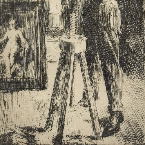 fig 1. Anders Zorn, Prince Paul Troubetzkoy In The Studio - Antique Etching