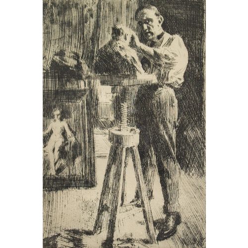 fig 2. Anders Zorn, Prince Paul Troubetzkoy In The Studio - Antique Etching