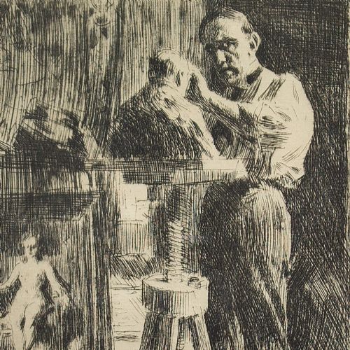 fig 3. Anders Zorn, Prince Paul Troubetzkoy In The Studio - Antique Etching