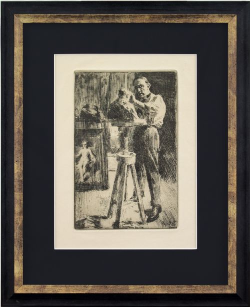 Anders Zorn, Prince Paul Troubetzkoy in the Studio - Antique Etching