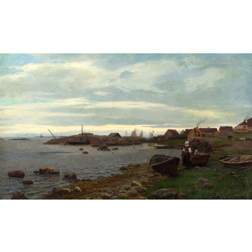 fig 1. Albert Leopold Rheinemann, Extensive Coastal Scene With Cottages