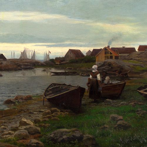 fig 2. Albert Leopold Rheinemann, Extensive Coastal Scene With Cottages