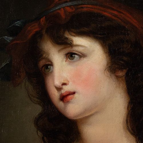 fig 1. Manner Of Jean Baptiste Greuze, Portrait Of A Girl - Antique Oil Painting