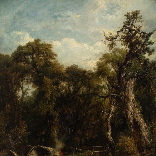 fig 3. Frederick Henry Henshaw, A Gypsy Encampment - Antique Oil Painting