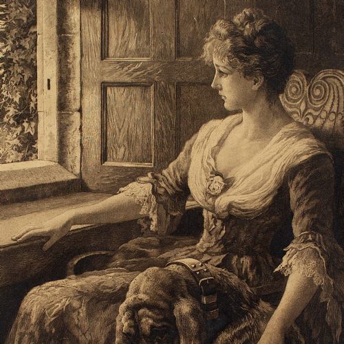 fig 2. Herbert Thomas Dicksee, Anxious Hearts - Antique Etching