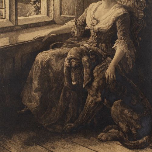 fig 3. Herbert Thomas Dicksee, Anxious Hearts - Antique Etching
