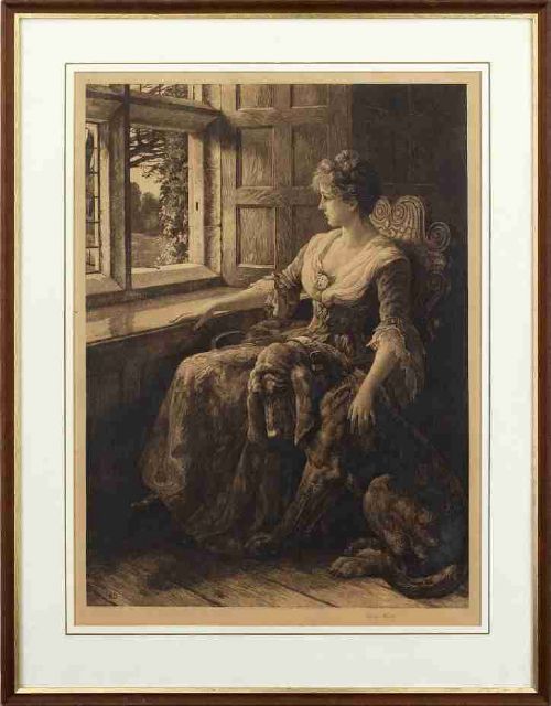 Herbert Thomas Dicksee, Anxious Hearts - Antique Etching