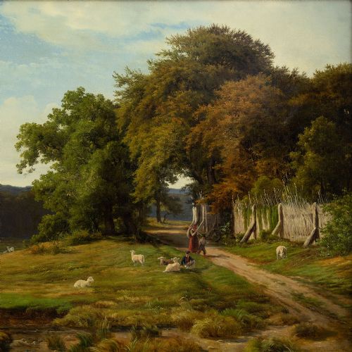 fig 1. Axel Schovelin, Summer’s Day In Zealand - Antique Oil Painting