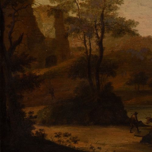 fig 2. Attr. Pieter Nolpe, 17th-Century Dutch Landscape With River - Antique Oil Painting