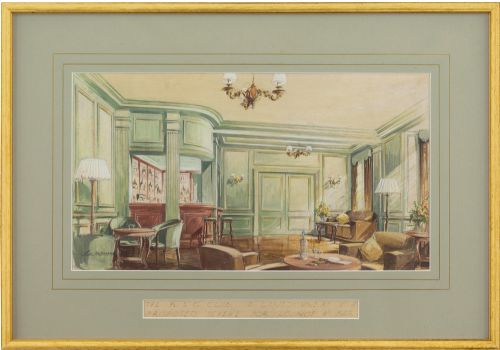1930s Design for a London Clubhouse - Vintage Watercolour