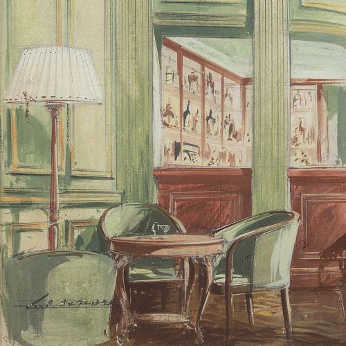 fig 2. 1930s Design For A London Clubhouse - Vintage Watercolour