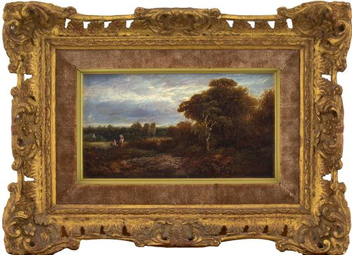Anthony Vandyke Copley Fielding, Landscape with Figures, Antique Oil Painting