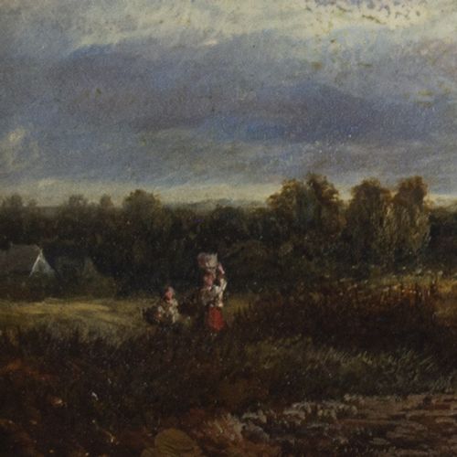 fig 1. Anthony Vandyke Copley Fielding, Landscape With Figures, Antique Oil Painting