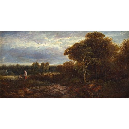 fig 3. Anthony Vandyke Copley Fielding, Landscape With Figures, Antique Oil Painting