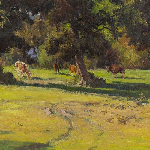 fig 2. Viggo Pedersen, Oak Trees Near Skarridsø On Zealand, Antique Oil Painting