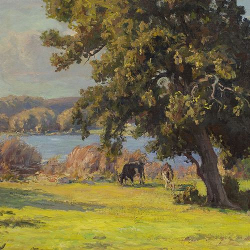 fig 3. Viggo Pedersen, Oak Trees Near Skarridsø On Zealand, Antique Oil Painting
