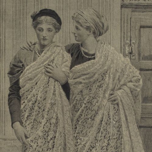 fig 1. After Albert Joseph Moore, Two Maidens - Print on Silk