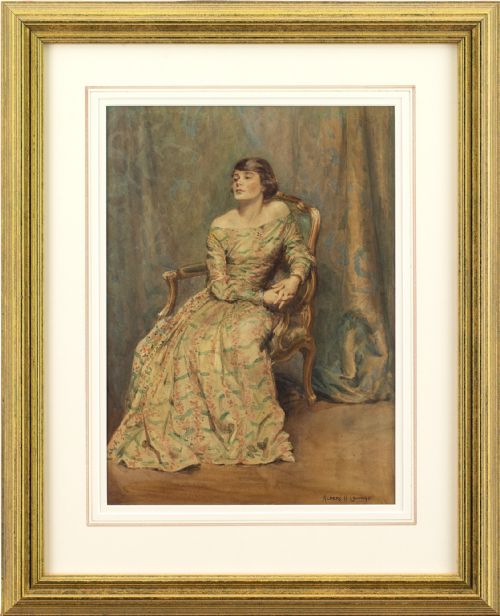 Albert Henry Collings, Portrait of a Lady in an Evening Dress - Antique Watercolour