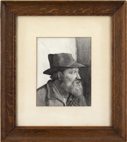 Early 20th-century Scottish School, Portrait of a Man in a Hat - Antique Drawing