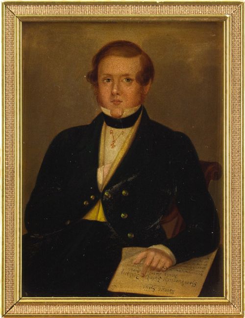 19th-century Miniature Portrait of Henry Jones - Antique Oil Painting