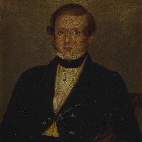 fig 1. 19th-Century Miniature Portrait Of Henry Jones - Antique Oil Painting