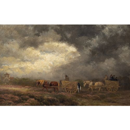 fig 1. Edward John Cobbett, A Rustic Funeral - Antique Oil Painting