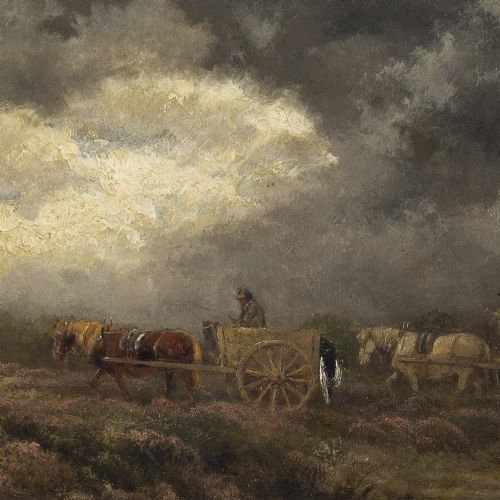 fig 2. Edward John Cobbett, A Rustic Funeral - Antique Oil Painting