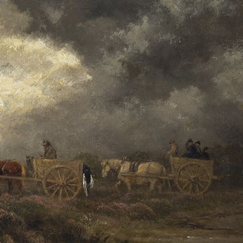 fig 3. Edward John Cobbett, A Rustic Funeral - Antique Oil Painting