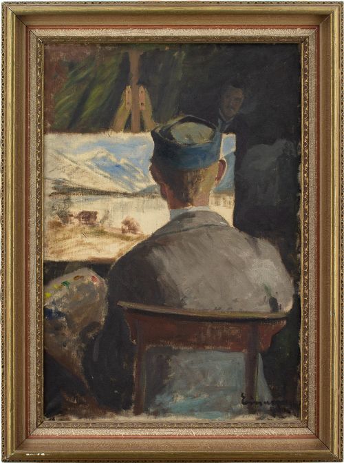 Early 20th-century Swedish School, the Artist at Work - Antique Oil Painting