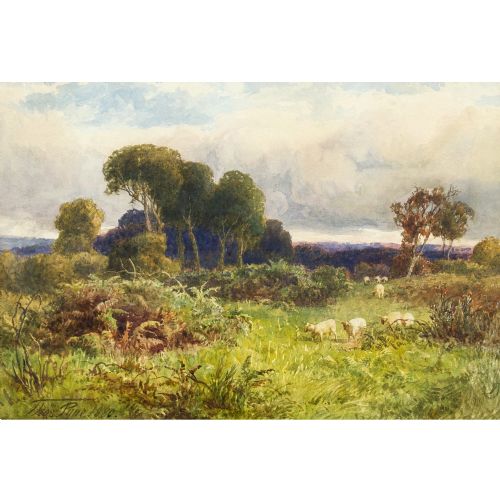 fig 1. Thomas Pyne, Summer Landscape With Sheep - Antique Watercolour