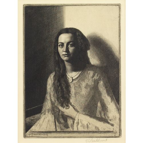 fig 1. Gerald Leslie Brockhurst, Una (The Young Creole) - Antique Etching