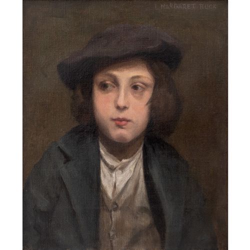 fig 2. Lucy Margaret Buck, Portrait Of A French Boy, Antique Oil Painting