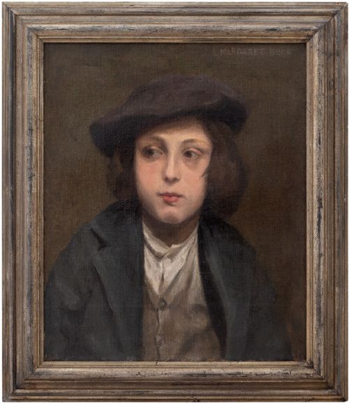 Lucy Margaret Buck, Portrait of a French Boy, Antique Oil Painting