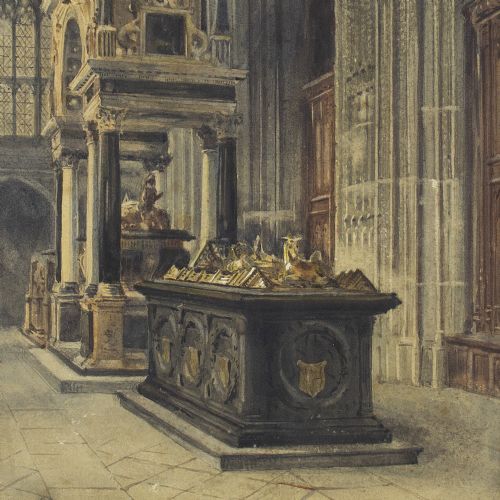 fig 1. Mary Queen Of Scots’ Tomb, Westminster Abbey, London - Antique Watercolour