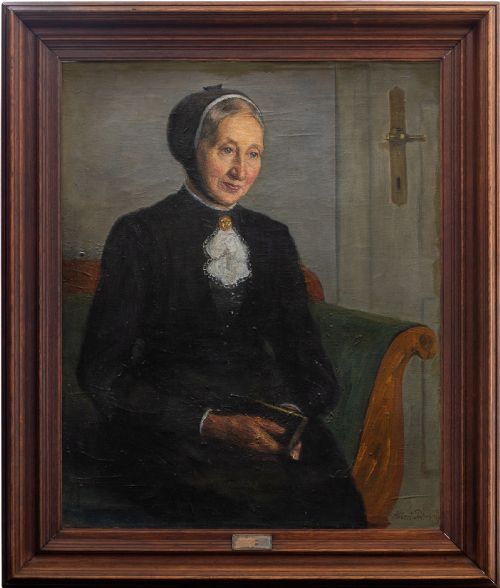 Albert Petersen, Portrait of an Older Lady, Antique Oil Painting