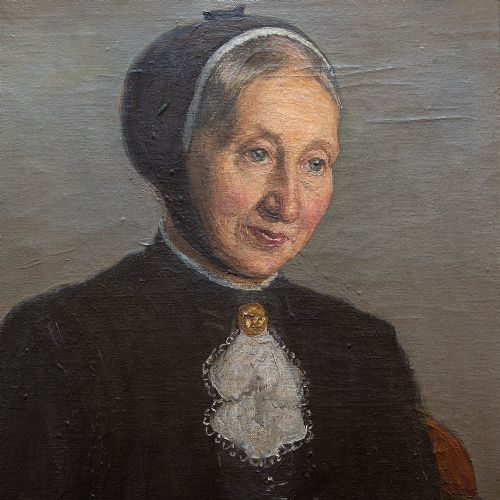 fig 2. Albert Petersen, Portrait Of An Older Lady, Antique Oil Painting