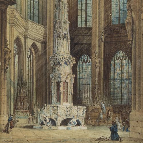 fig 1. Peace Sykes, St. Lorenz Church, Nuremberg - Antique Watercolour 