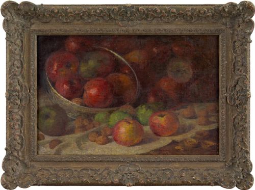 19th-century German School, Still Life with Fruit, Antique Oil Painting