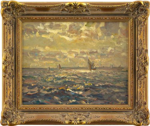 Erich Mercker, Seascape - Vintage Oil Painting