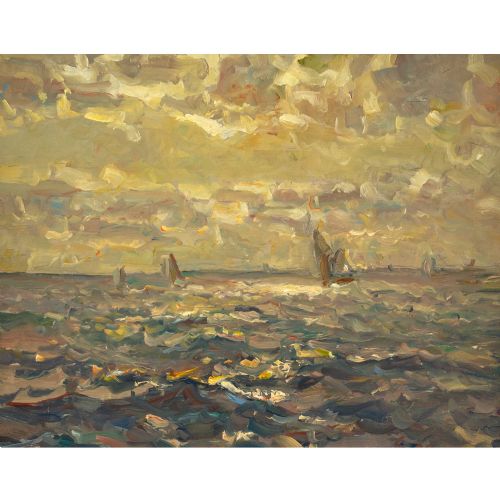 fig 1. Erich Mercker, Seascape - Vintage Oil Painting