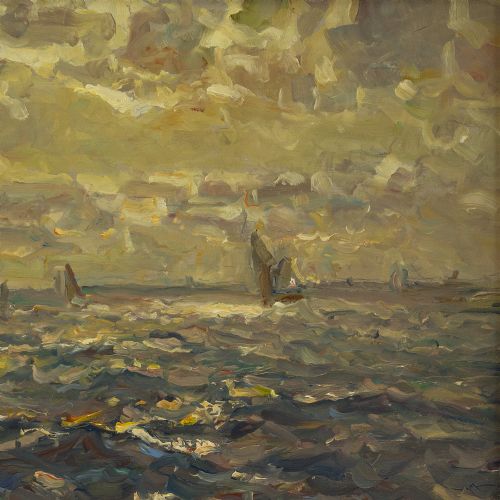 fig 2. Erich Mercker, Seascape - Vintage Oil Painting