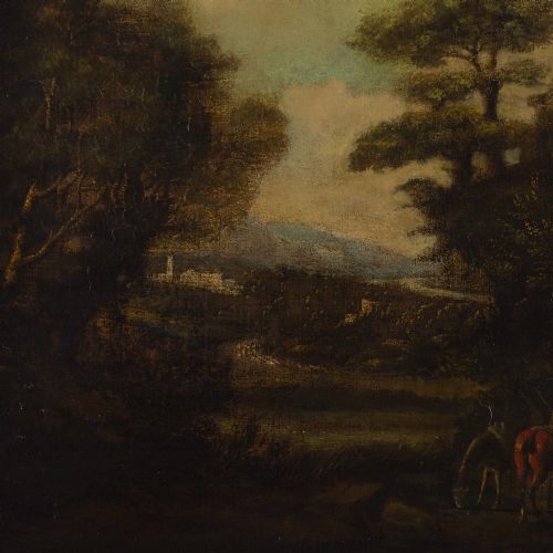 fig 2. Early 18th-Century Idealised Italianate Landscape With Figures & Cattle - Antique Oil Painting