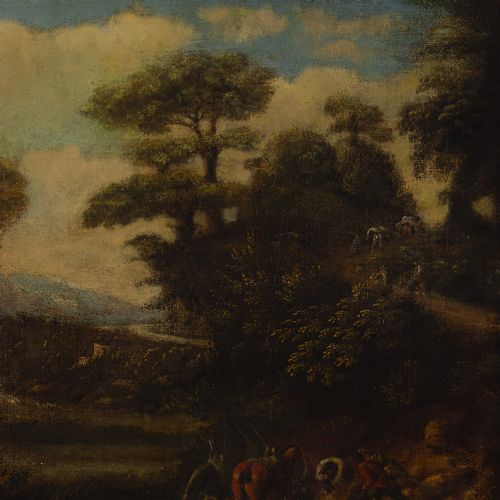 fig 3. Early 18th-Century Idealised Italianate Landscape With Figures & Cattle - Antique Oil Painting