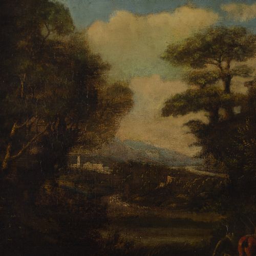 fig 4. Early 18th-Century Idealised Italianate Landscape With Figures & Cattle - Antique Oil Painting