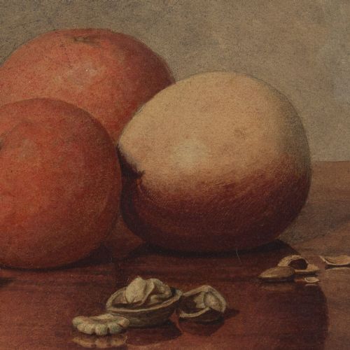 fig 1. Erich Taefflinger, Still Life With Oranges, Apples & Nuts - Antique Watercolour