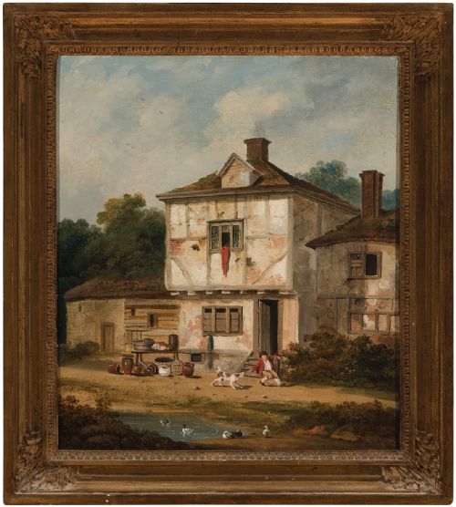 Micheal ‘Angelo’ Rooker, Rural Scene with Boy & Dog, 18th Century Oil Painting